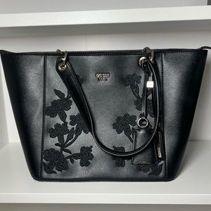 Guess Black Floral Tote Bag